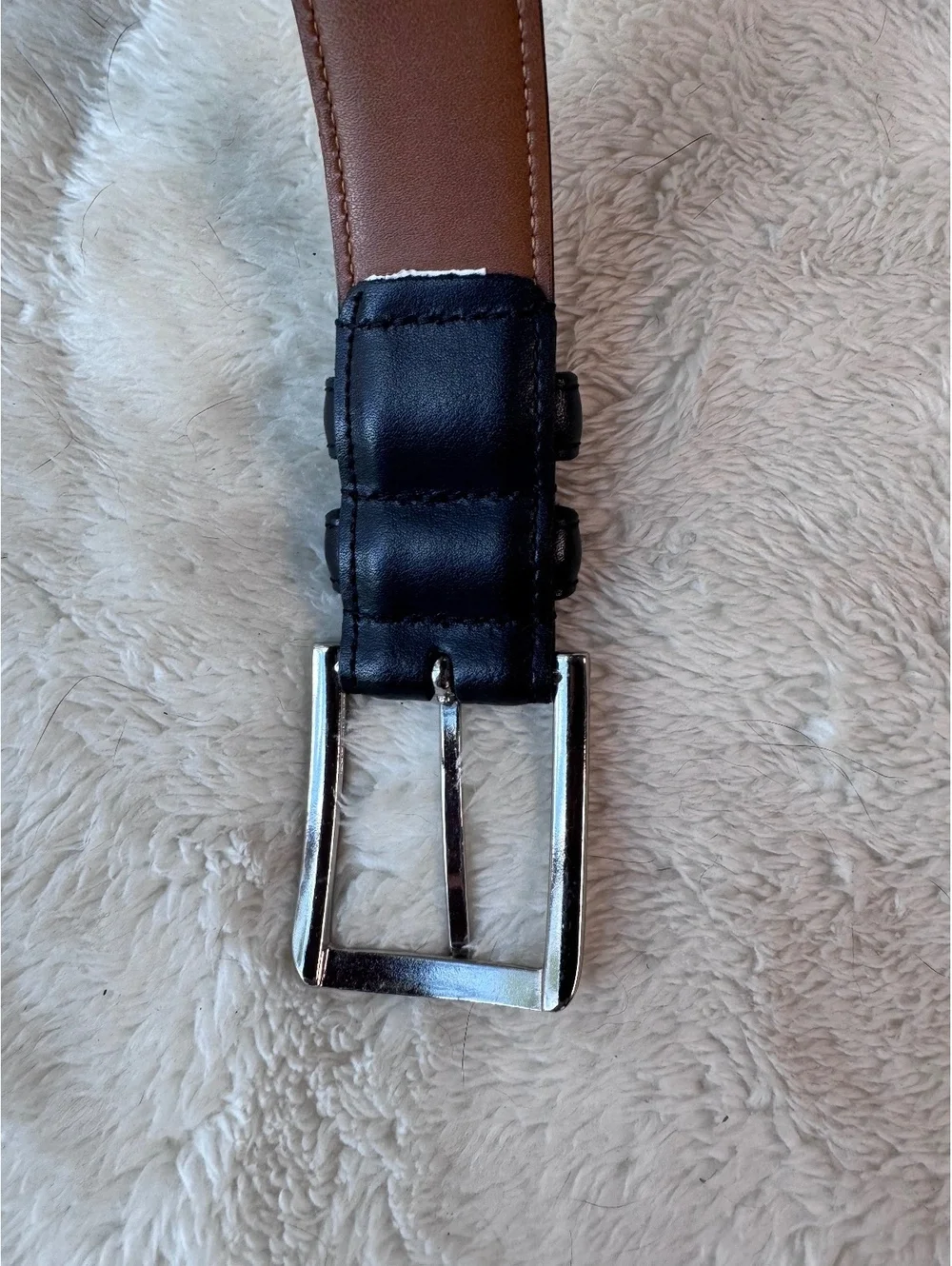 Nordstrom Men's Shop Black Leather Dress Belt with Silver Hardware- size 38